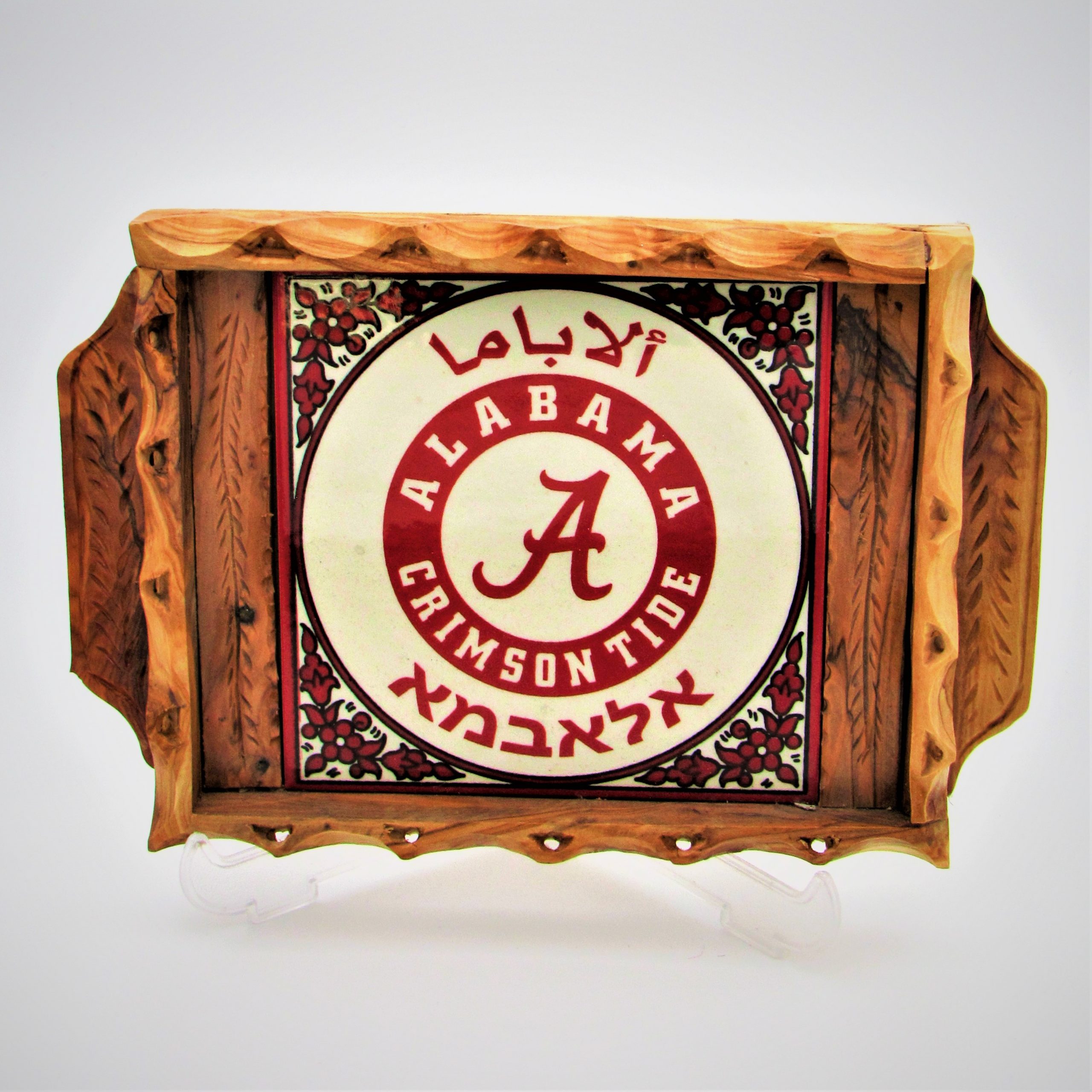 Alabama, Crimson Tide, hand painted, personalized, wood grain tumbler.